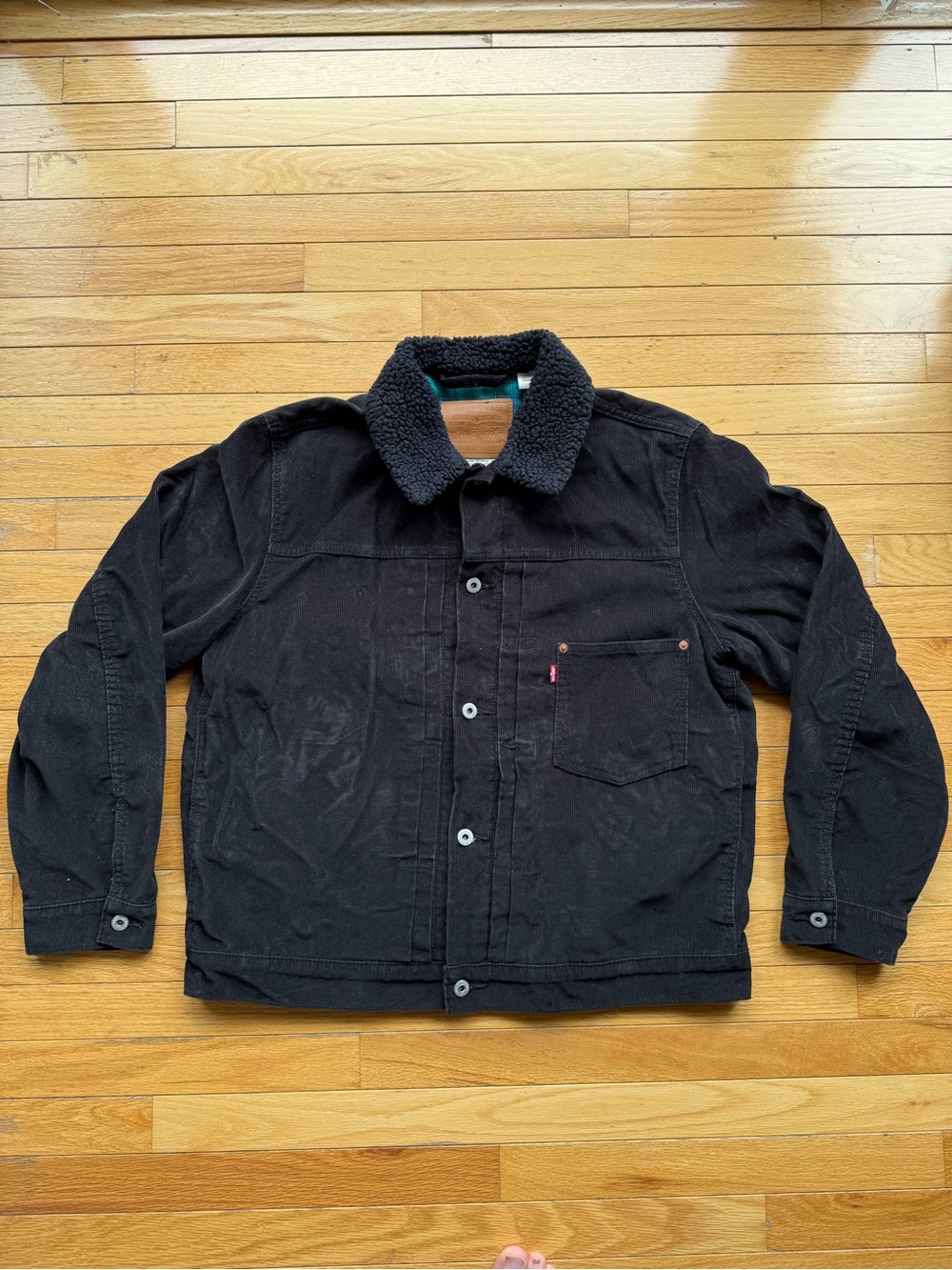 Levi's Black Corduroy Sherpa Lined Trucker Jacket Men’s Size L